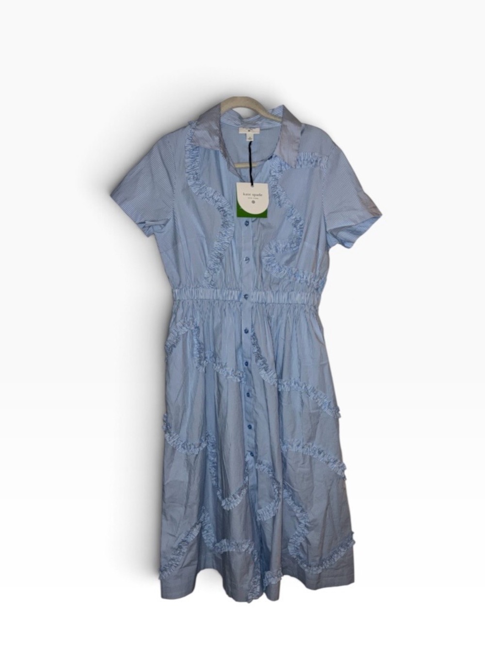 Kate Spade x Target Ribbon Short Sleeve Midi Shirtdress Blue Pinstripes NWT Sz M